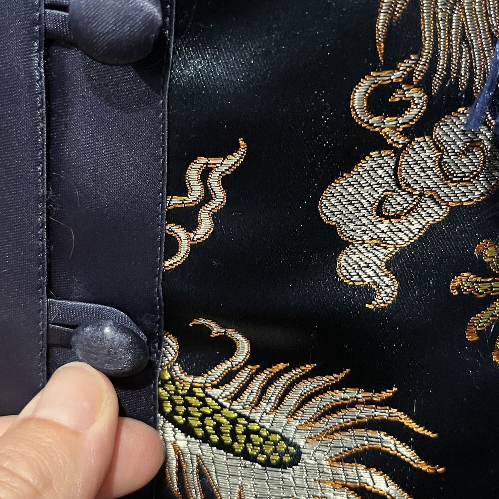 Maggie Shepherd Vintage Jacket Women’s Medium Blue Embroidered Asian Dragon - Picture 6 of 10